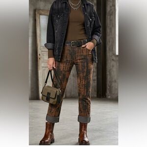 Esisto Blue and Brown Patterned Velvet Italian jeans
